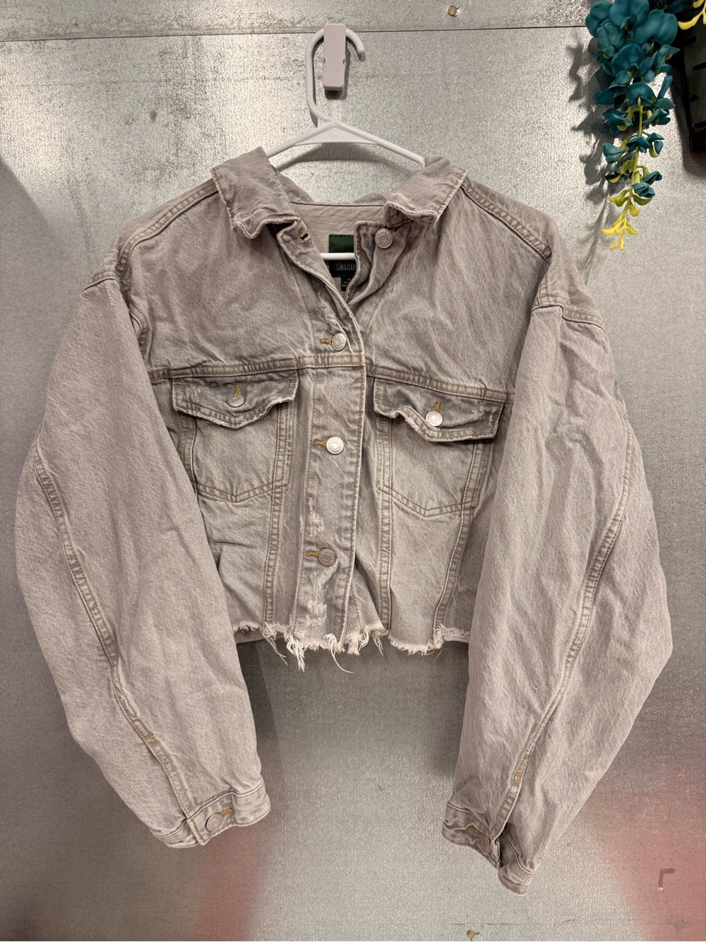 wild fable Cropped Light Gray Denim Jacket